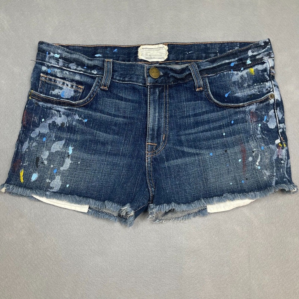 CURRENT ELLIOTT Shorts‎ Womens Size 26 Paint Splatter Cutoff Denim The Boyfriend